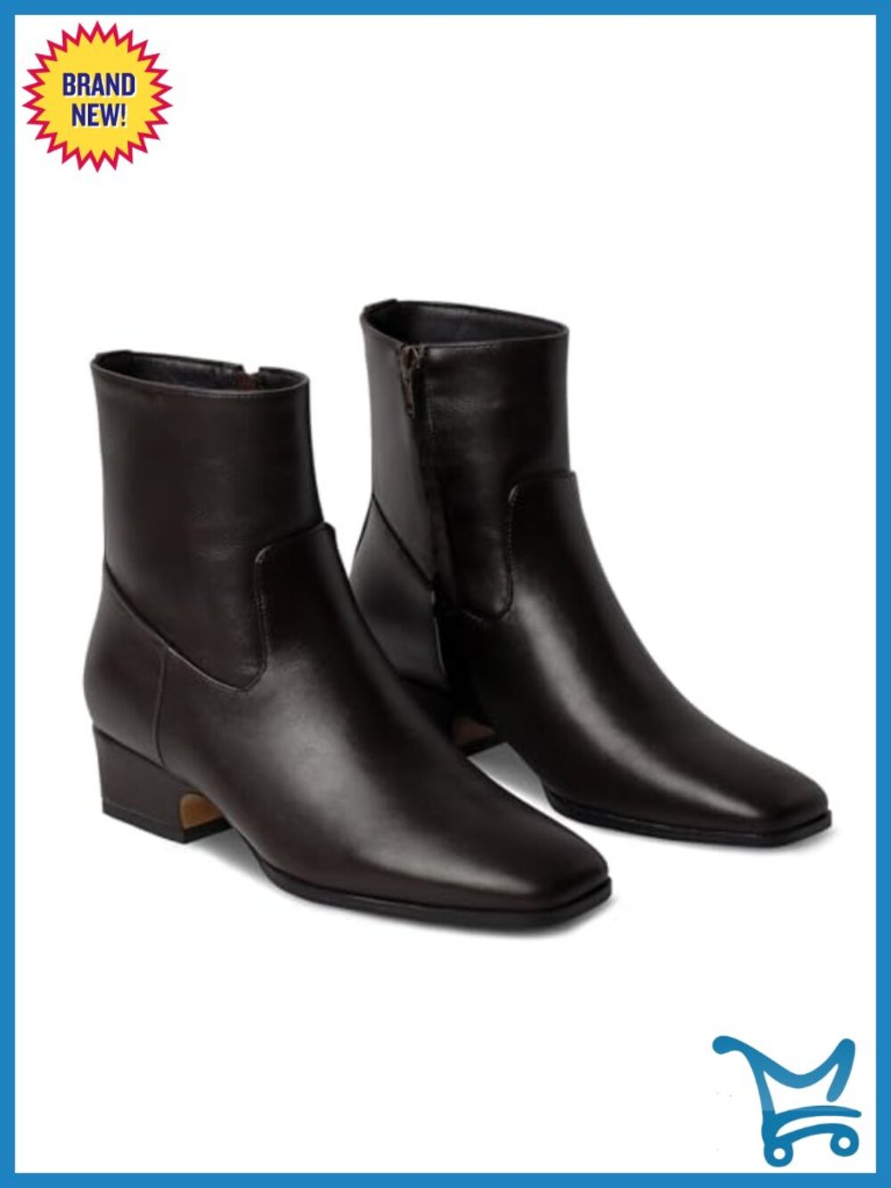 1.5" Chunky Block Heel Square Toe Ankle Booties Side Zipper PU Leather Boots